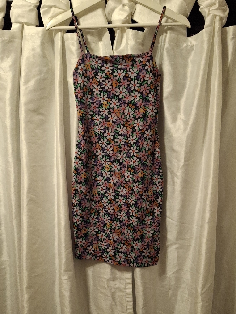 Zara Black Mini Dress with Multicolor Floral Print